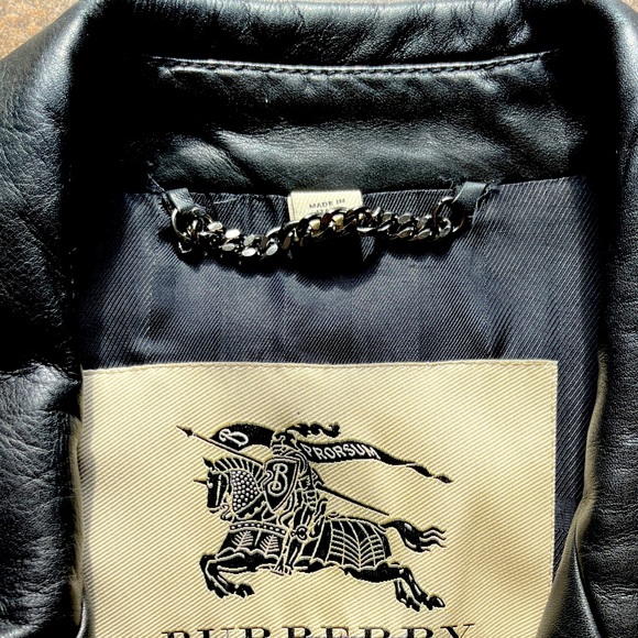 Black Burberry Men’s Wivelsfield Leather Bomber Jacket Large